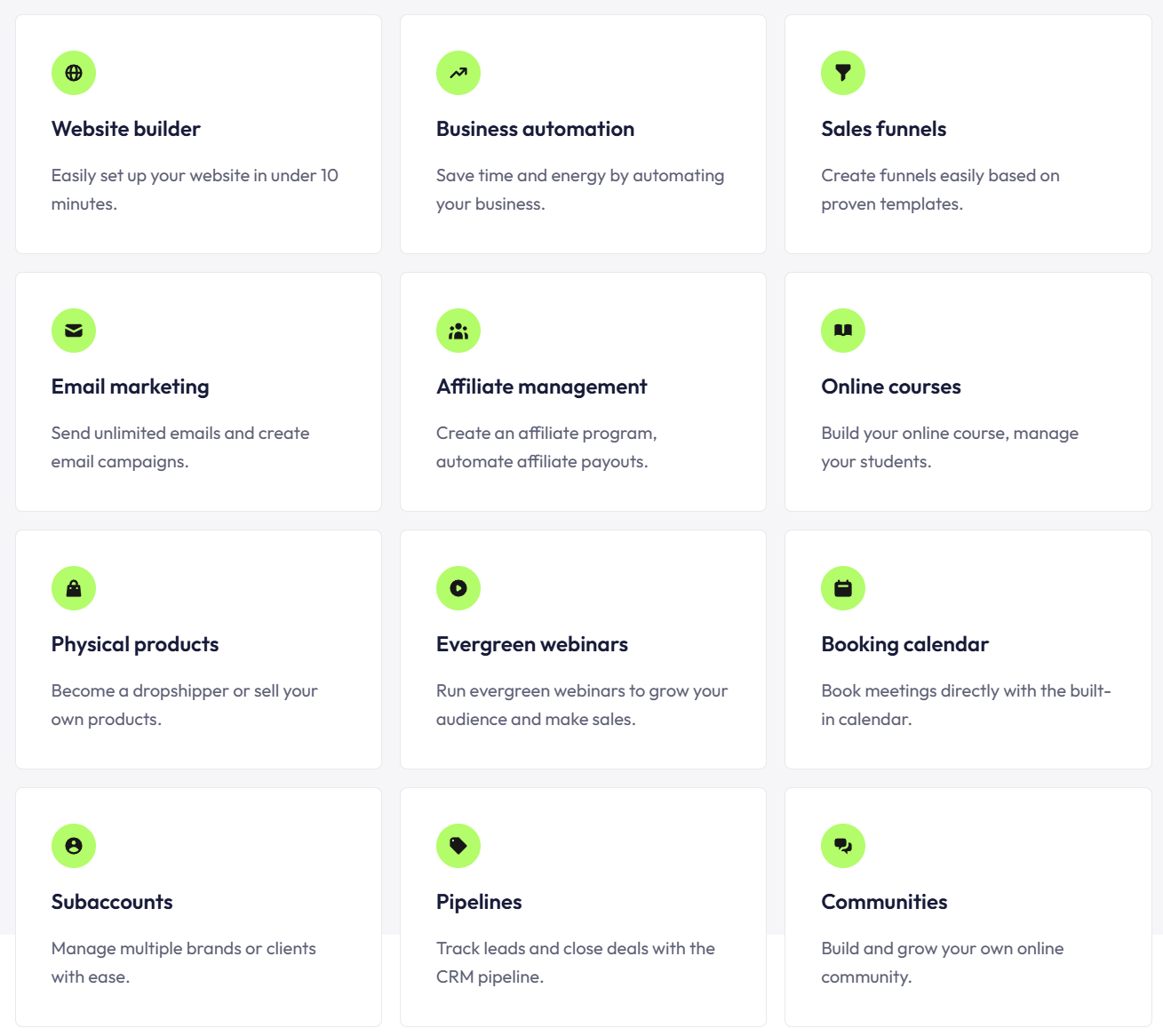 Features of Systeme.io, the free CRM